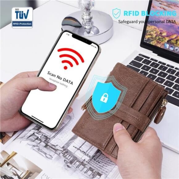 Womens Wallet Small, Card Holder Coffee - Picture 4 of 7